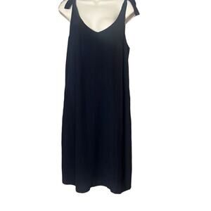 NWT Minimum Women's Black V-Neck Sleeveless Tie Sleeve Shift‎ Mini Dress Size 36
